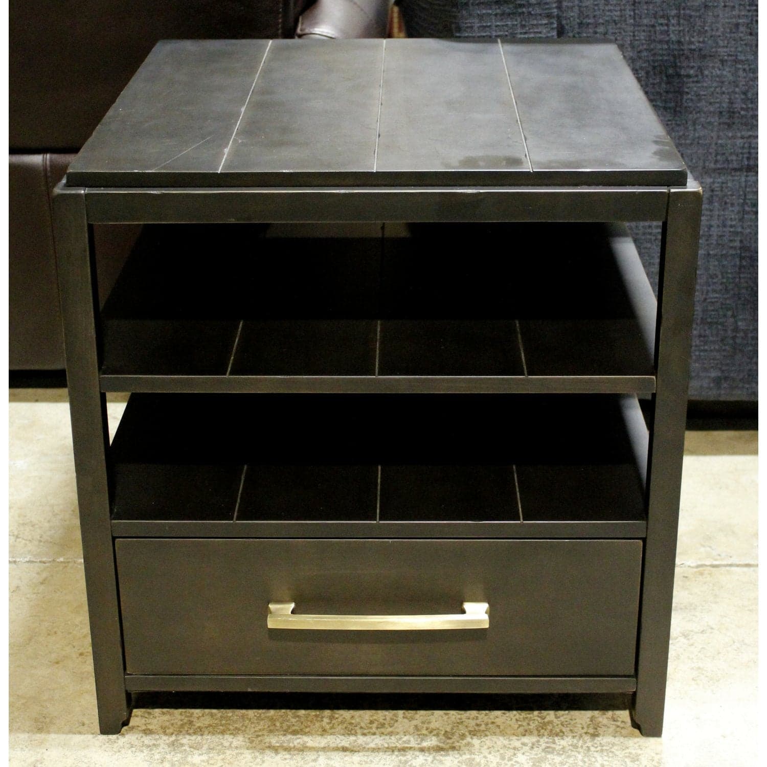Black Plank Top End Table - Black - Thumbnail 3