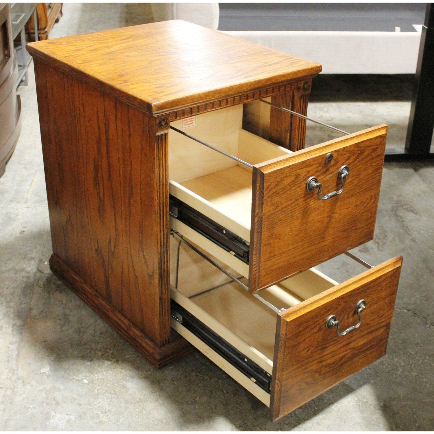 2 Drawer Oak File Cabinet - Thumbnail 3