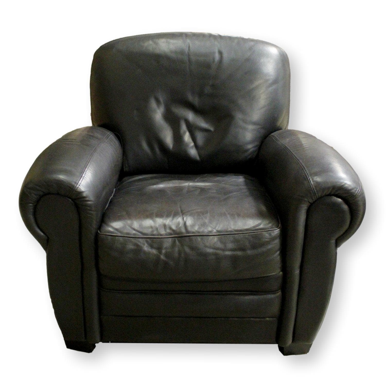 Black Leather Club Chair - Black