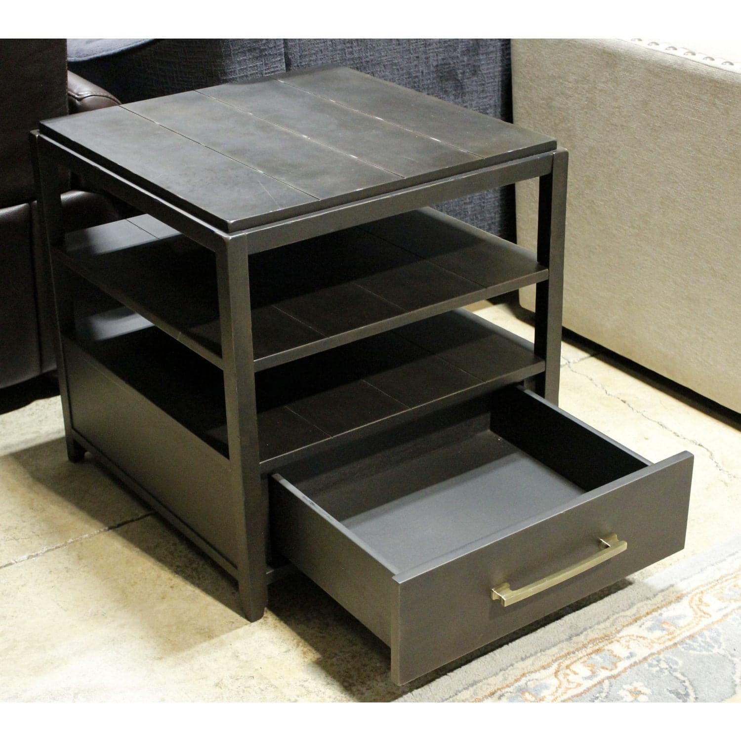 Black Plank Top End Table - Black - Thumbnail 2