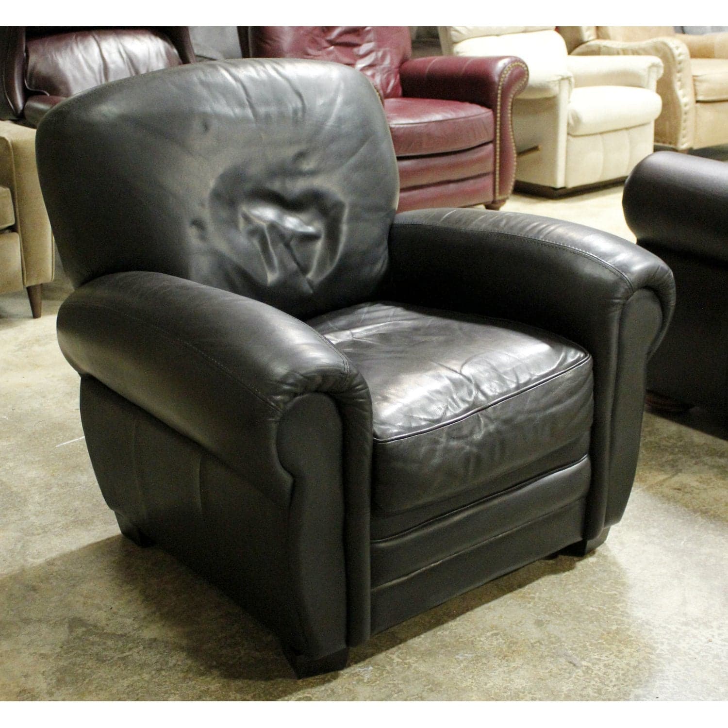 Black Leather Club Chair - Black - Thumbnail 2