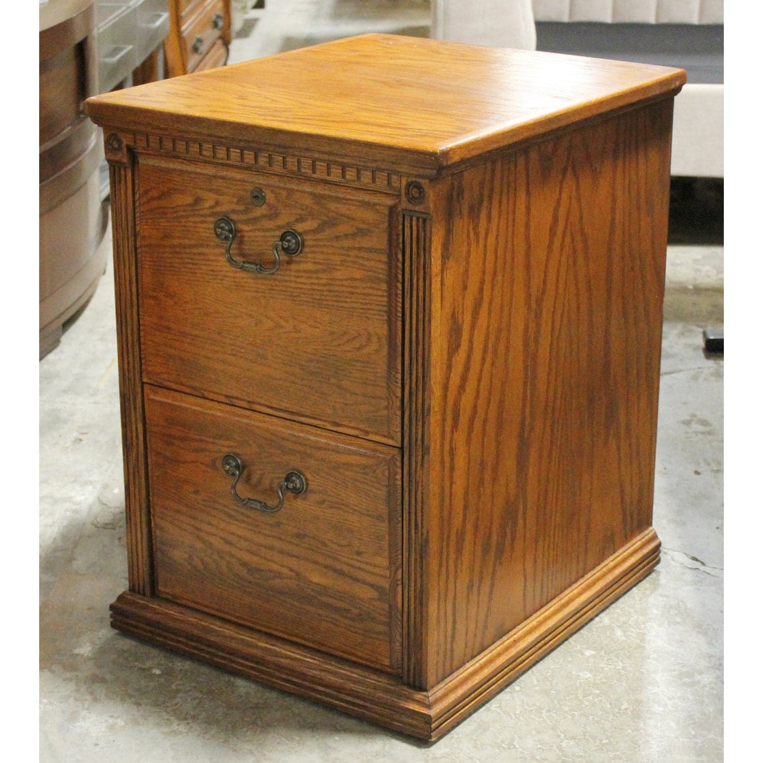2 Drawer Oak File Cabinet - Thumbnail 4