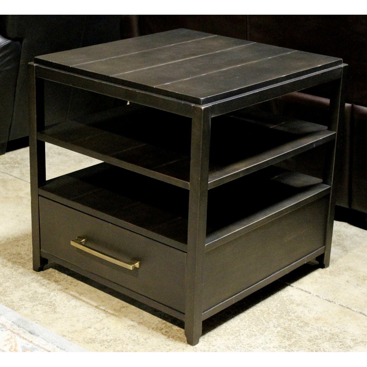 Black Plank Top End Table - Black - Thumbnail 4