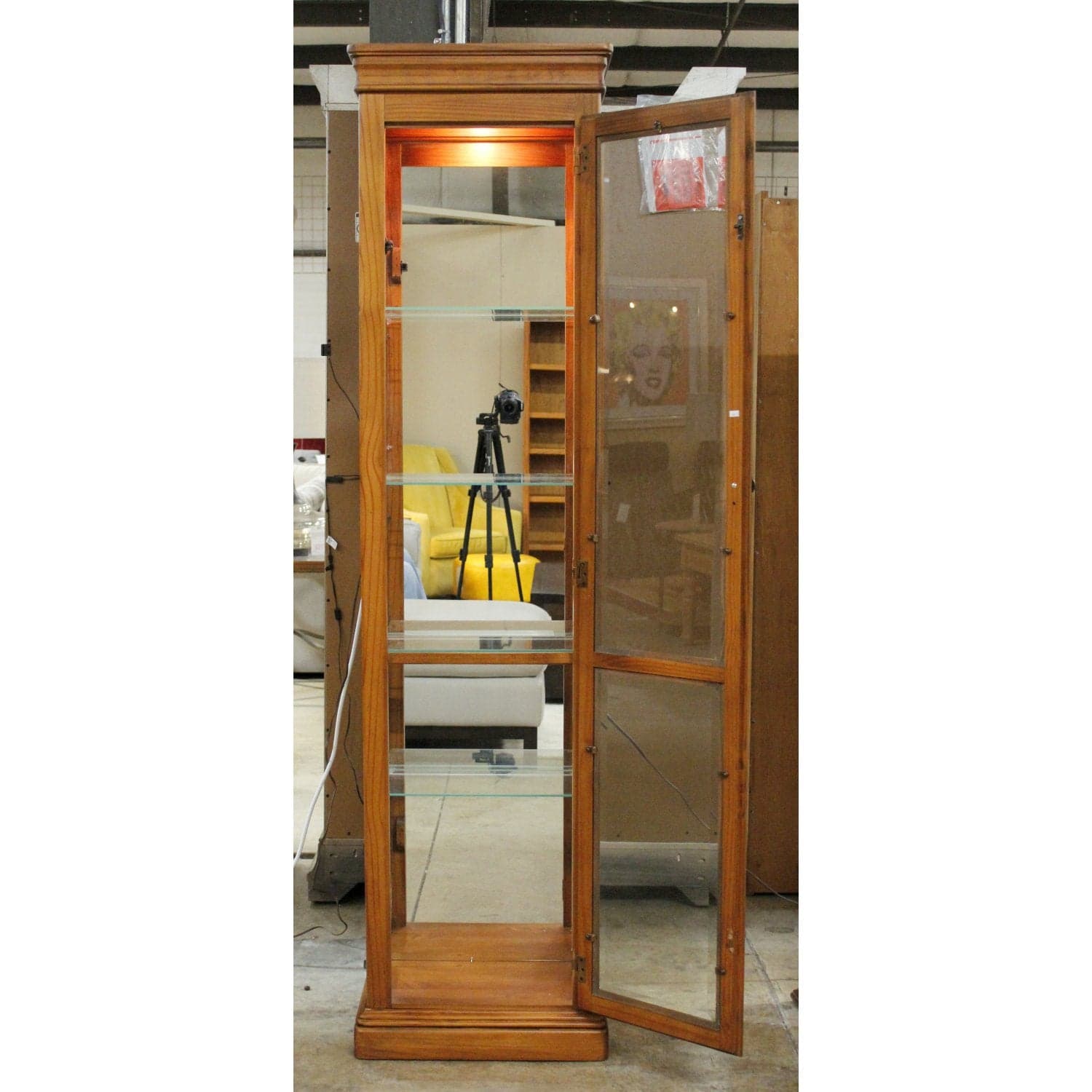 Pulaski Narrow Pine Lighted Curio Cabinet - Thumbnail 2