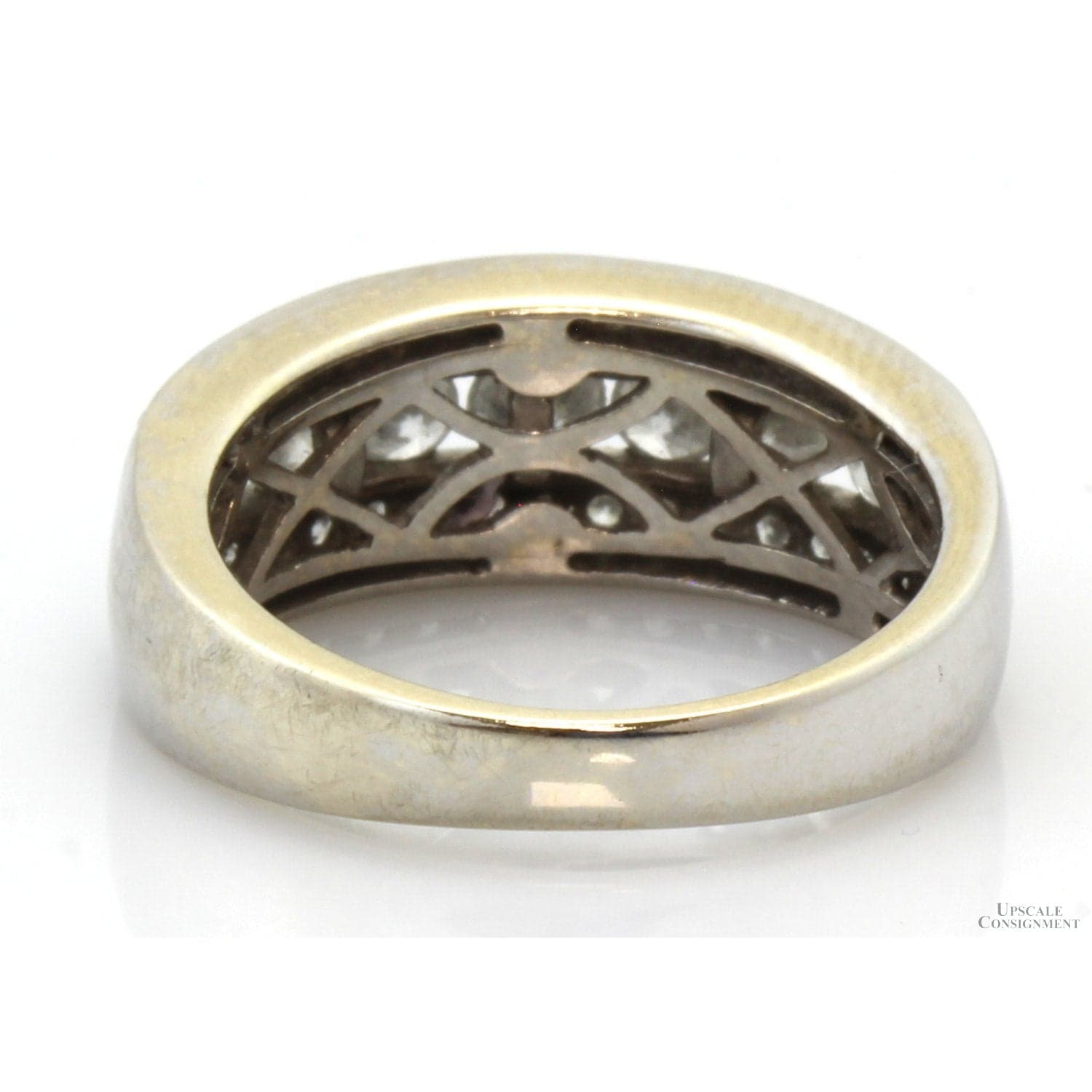 1.01ctw Diamond 14K White Gold Vintage Inspired Triple Row Ring - Size 6.25 - Thumbnail 4