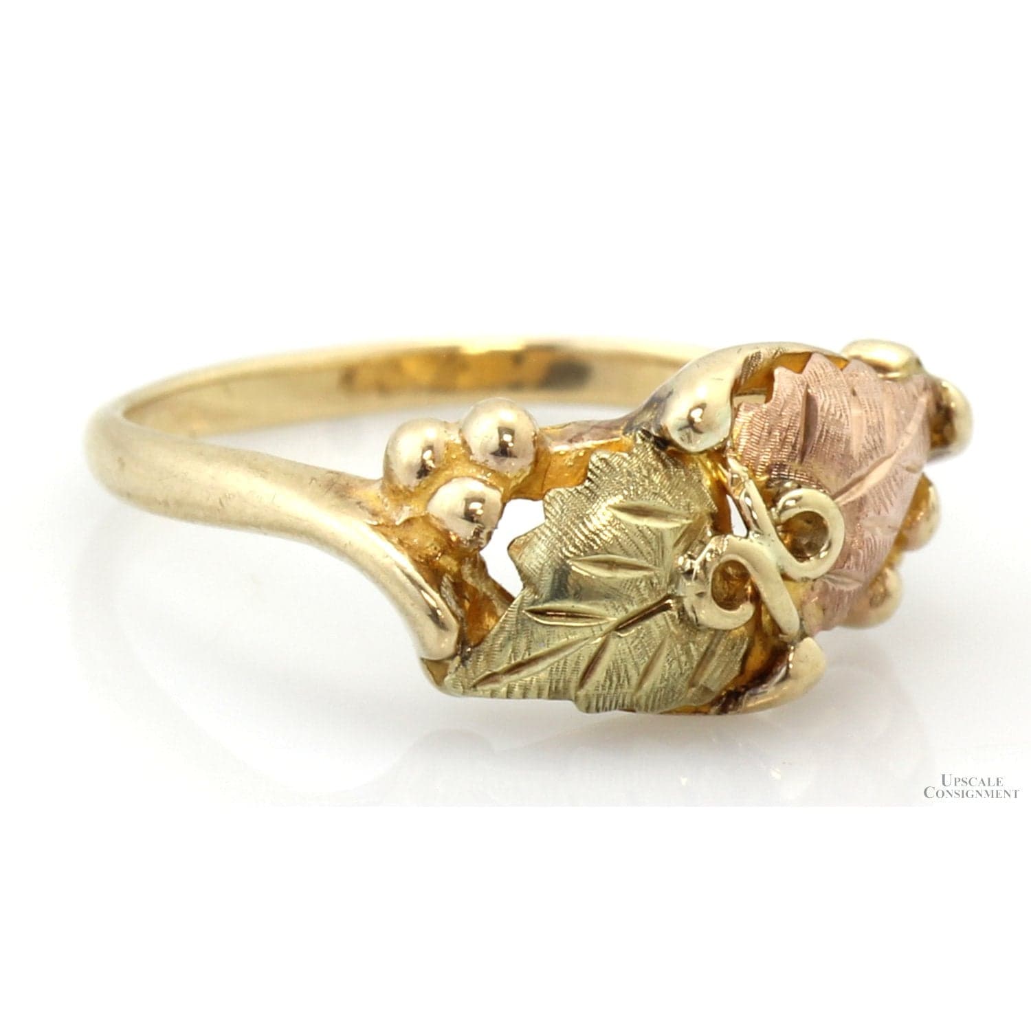 Vintage Black Hills Gold 12K Tri-Color Grapevine Band Ring - Size 5.75 - Thumbnail 2