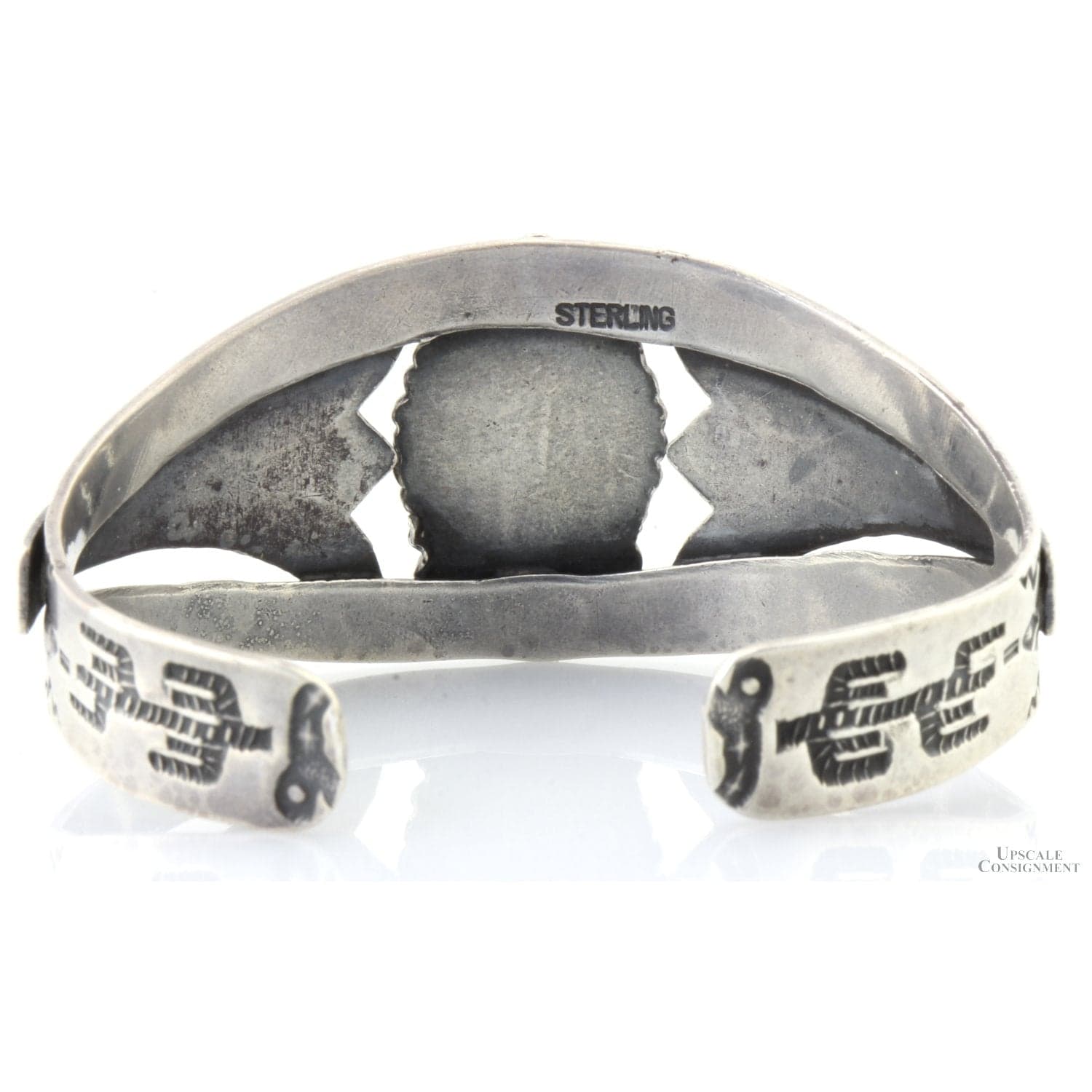Handcrafted Sterling Silver Turquoise Cuff | Split-Band Design - Medium wrist size - Thumbnail 5