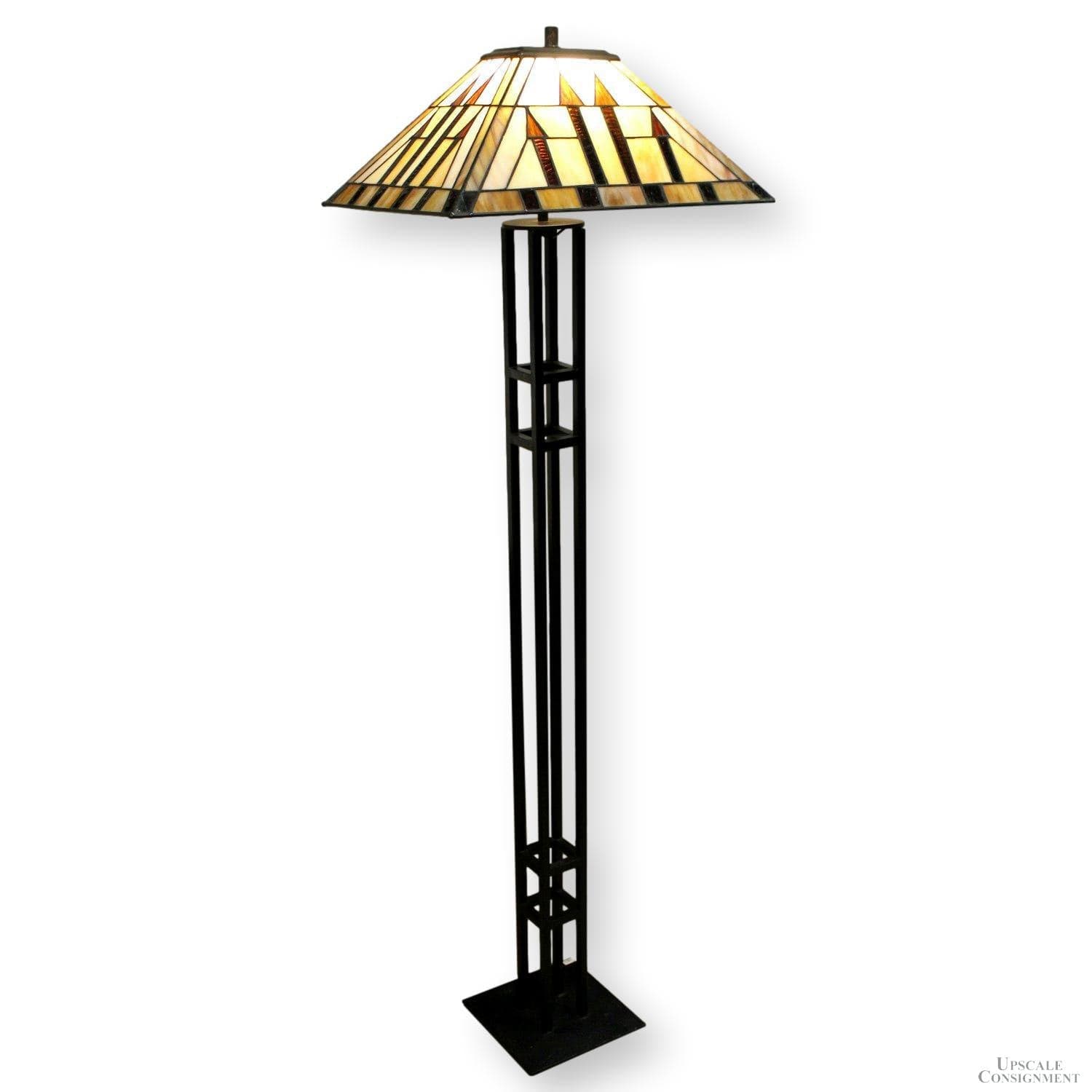 Prairie Style Floor Lamp w/Leaded Stained Glass Shade - Thumbnail 2