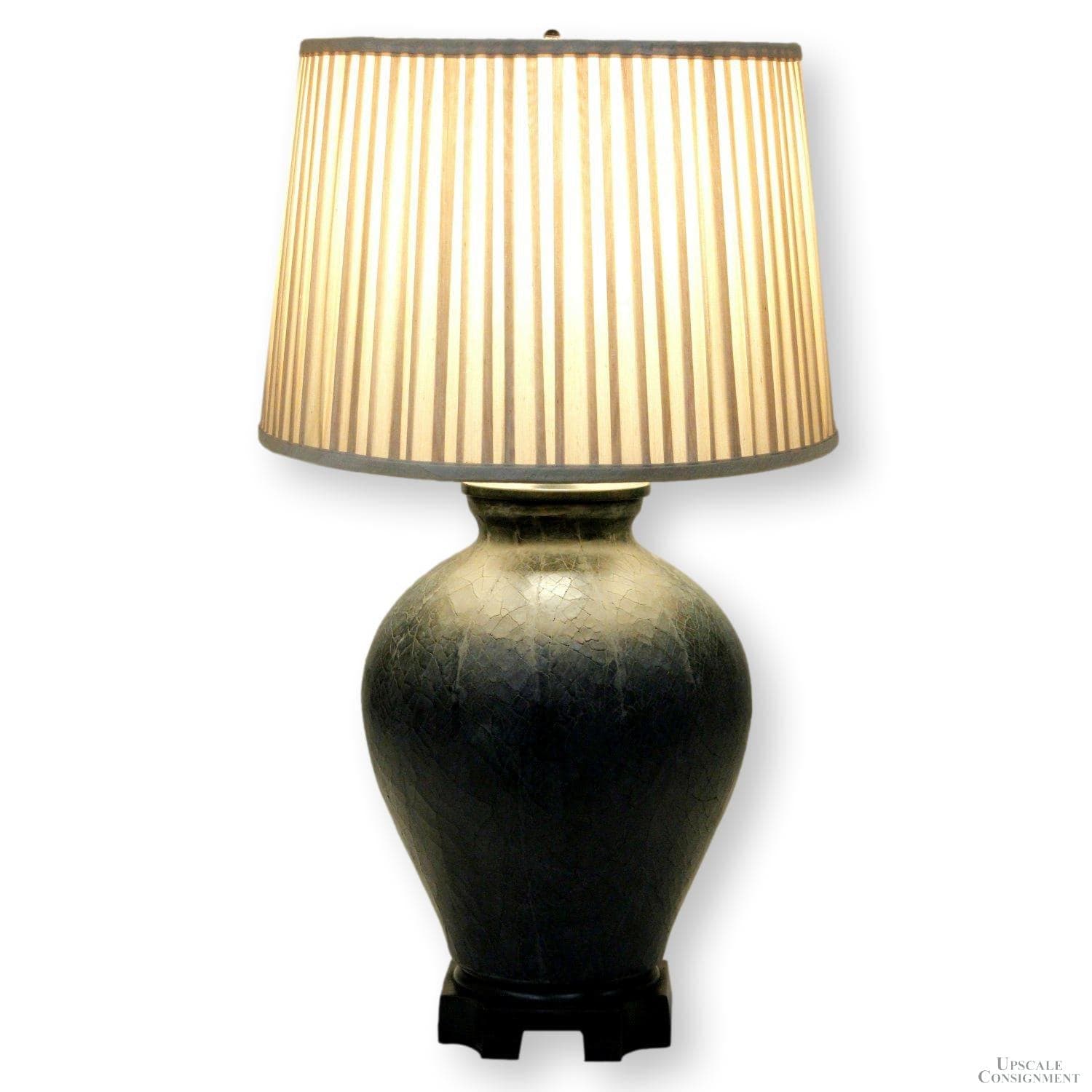 Indigo Crackled Lamp w/Silk Shade - Thumbnail 2