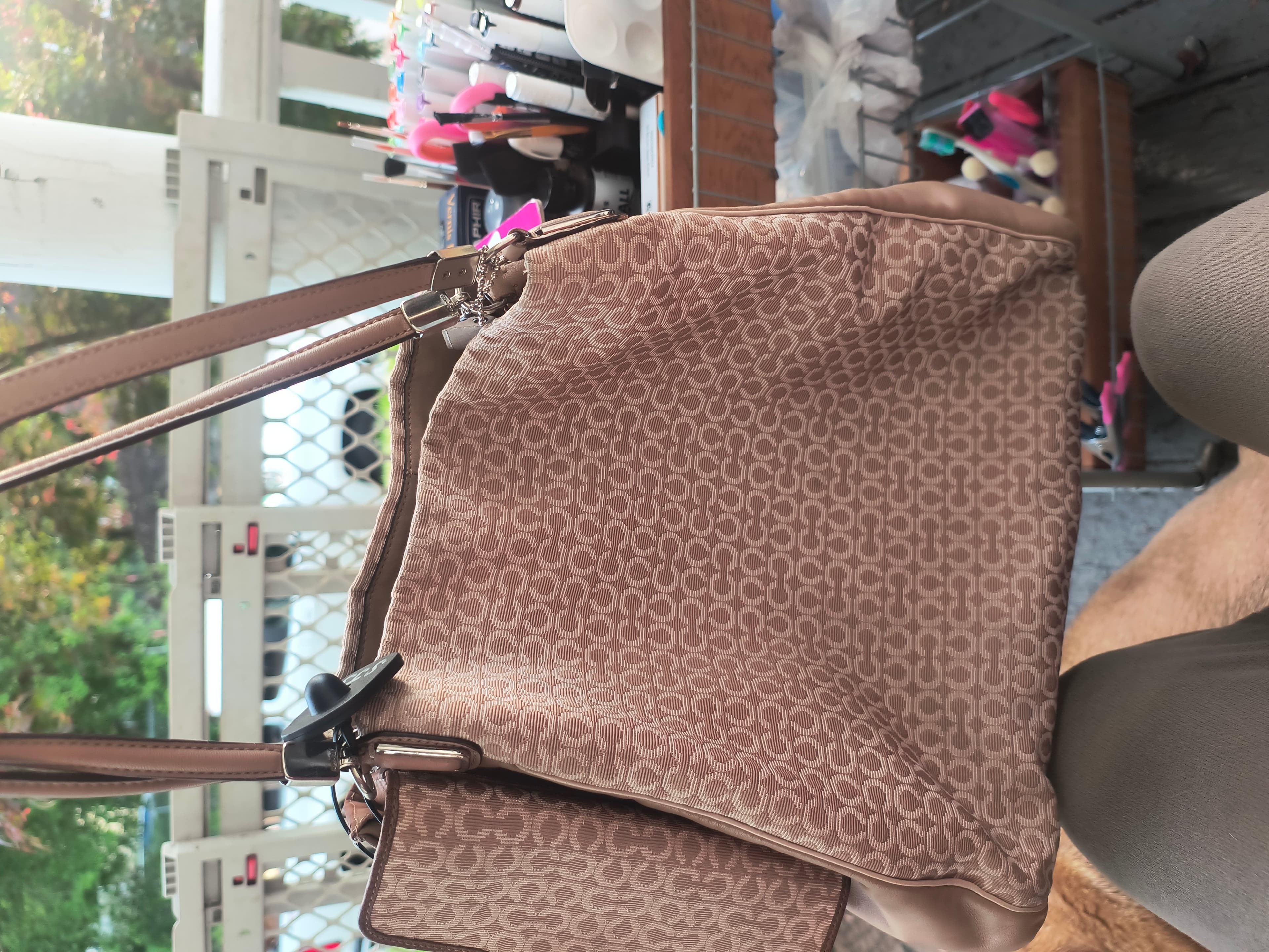 COACH Madison Phoebe Shoulder Bagin in Beige & Khaki with Signature Op Art Needlepoint Fabric - Thumbnail 2