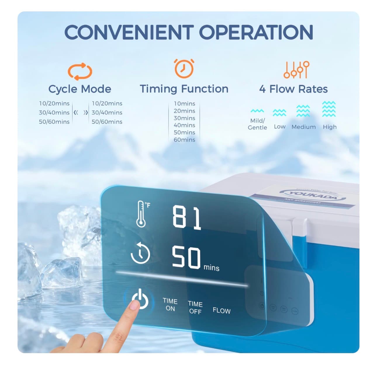 Cold Therapy Machine for Post-Surgery & Sports Injuries, Ice Machine for Knee After Surgery with Digital Control, Ideal for Knee, Shoulder, Back Pain Relief- Blue - Thumbnail 3