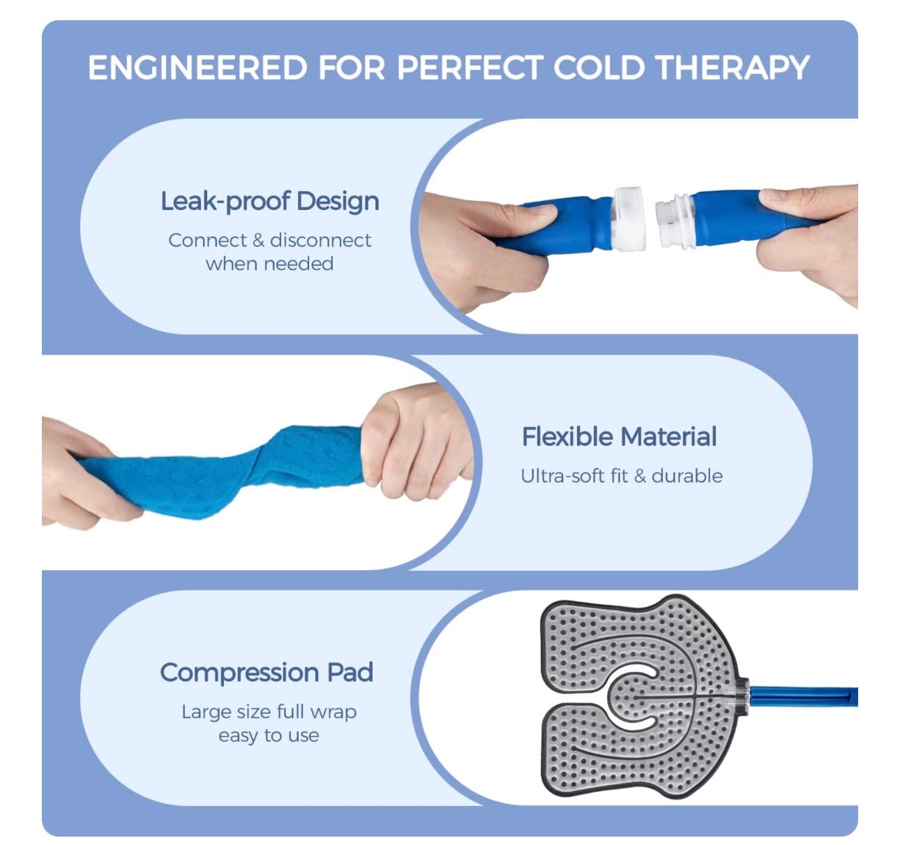Cold Therapy Machine for Post-Surgery & Sports Injuries, Ice Machine for Knee After Surgery with Digital Control, Ideal for Knee, Shoulder, Back Pain Relief- Blue - Thumbnail 6