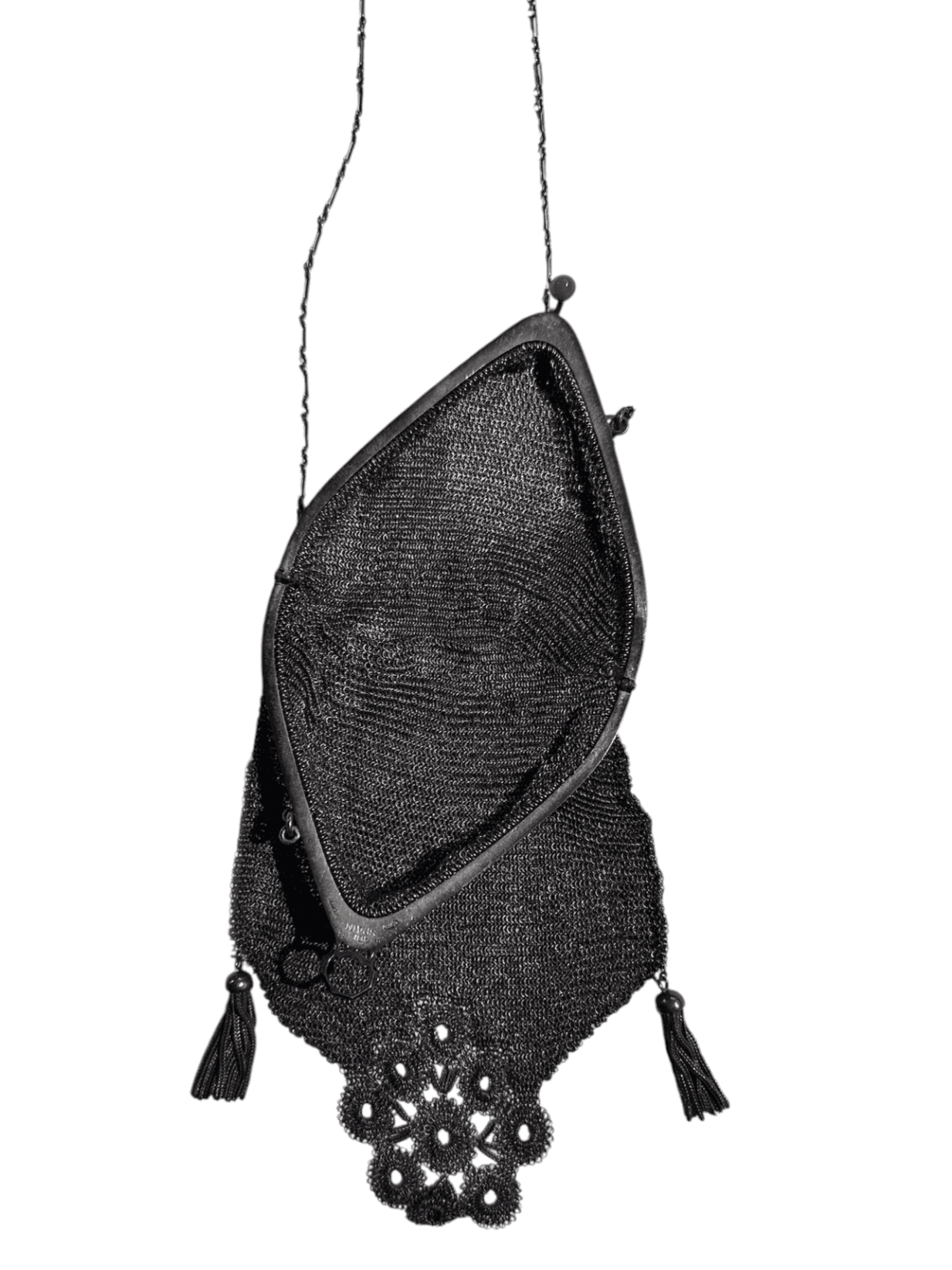 Antique 1900-1920s Sterling Silver Mesh Evening Bag - Thumbnail 7