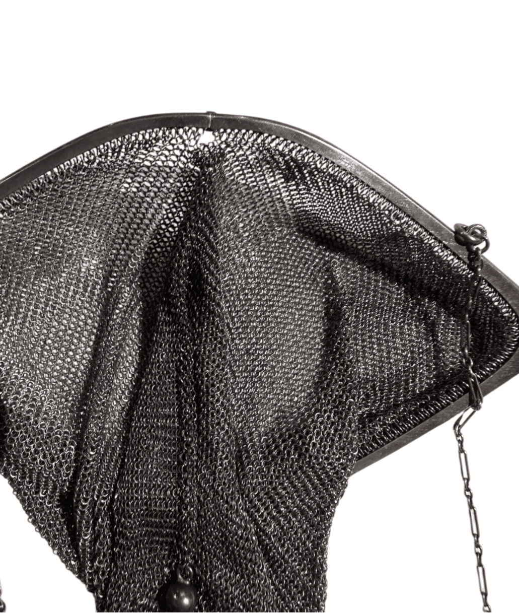 Antique 1900-1920s Sterling Silver Mesh Evening Bag - Thumbnail 11
