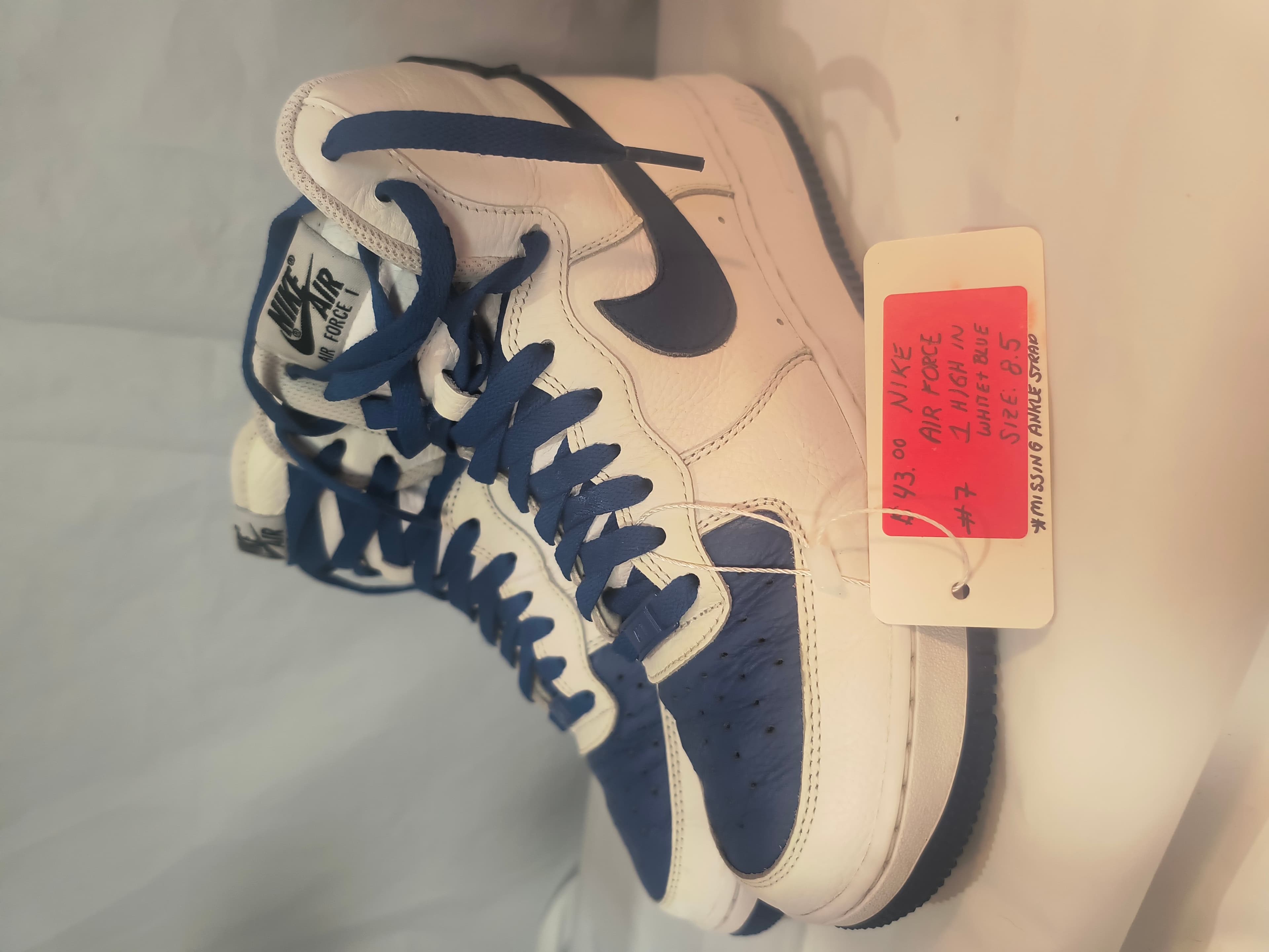 NIKE Air Force 1 High White Blue, Size 8.5 - Thumbnail 2