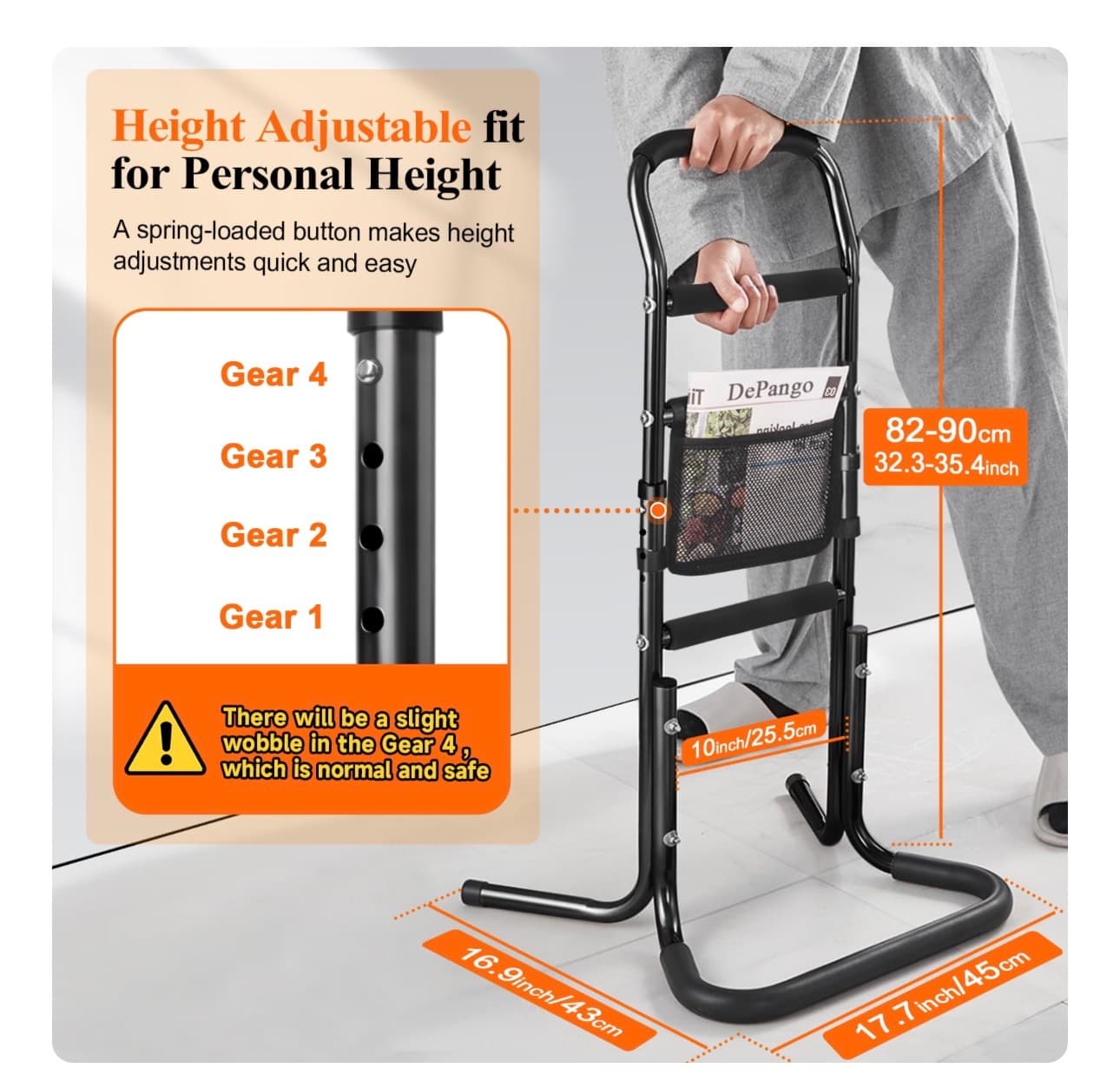 Sit Stand Assist Aid for Elderly, Aluminum Alloy Standing Aids & Supports for Rising from Chair Couch, Sturdy Chair Lift Assist Grab Bar for Seniors Disabled Handicap Adults, Height-Adjusted - Thumbnail 2