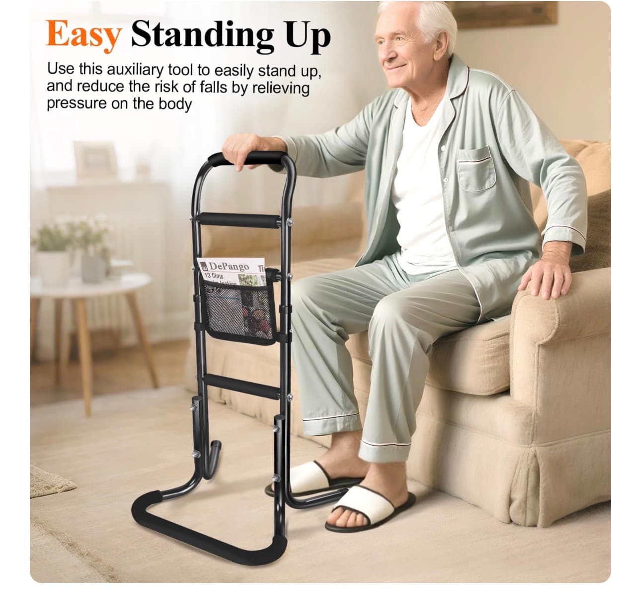 Sit Stand Assist Aid for Elderly, Aluminum Alloy Standing Aids & Supports for Rising from Chair Couch, Sturdy Chair Lift Assist Grab Bar for Seniors Disabled Handicap Adults, Height-Adjusted - Thumbnail 5