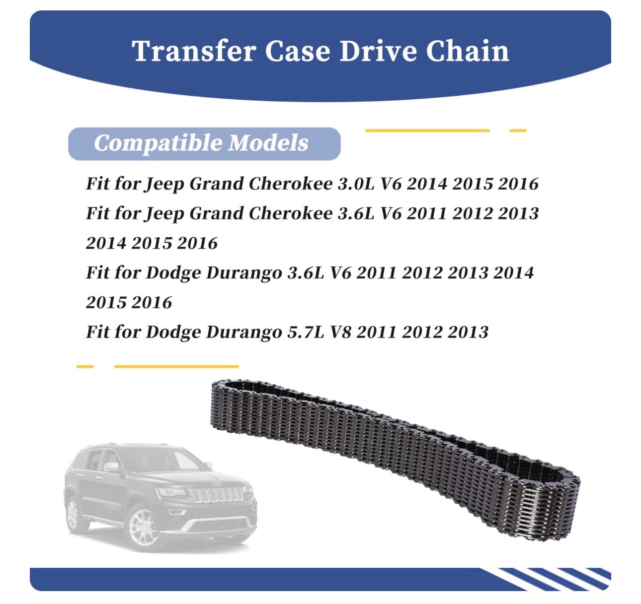 Getfarway 68087900AA Transfer Case Drive Chain Compatible with Dodge Durango Jeep Grand Cherokee 2011 2012 2013 2014 2015 2016 - Thumbnail 4