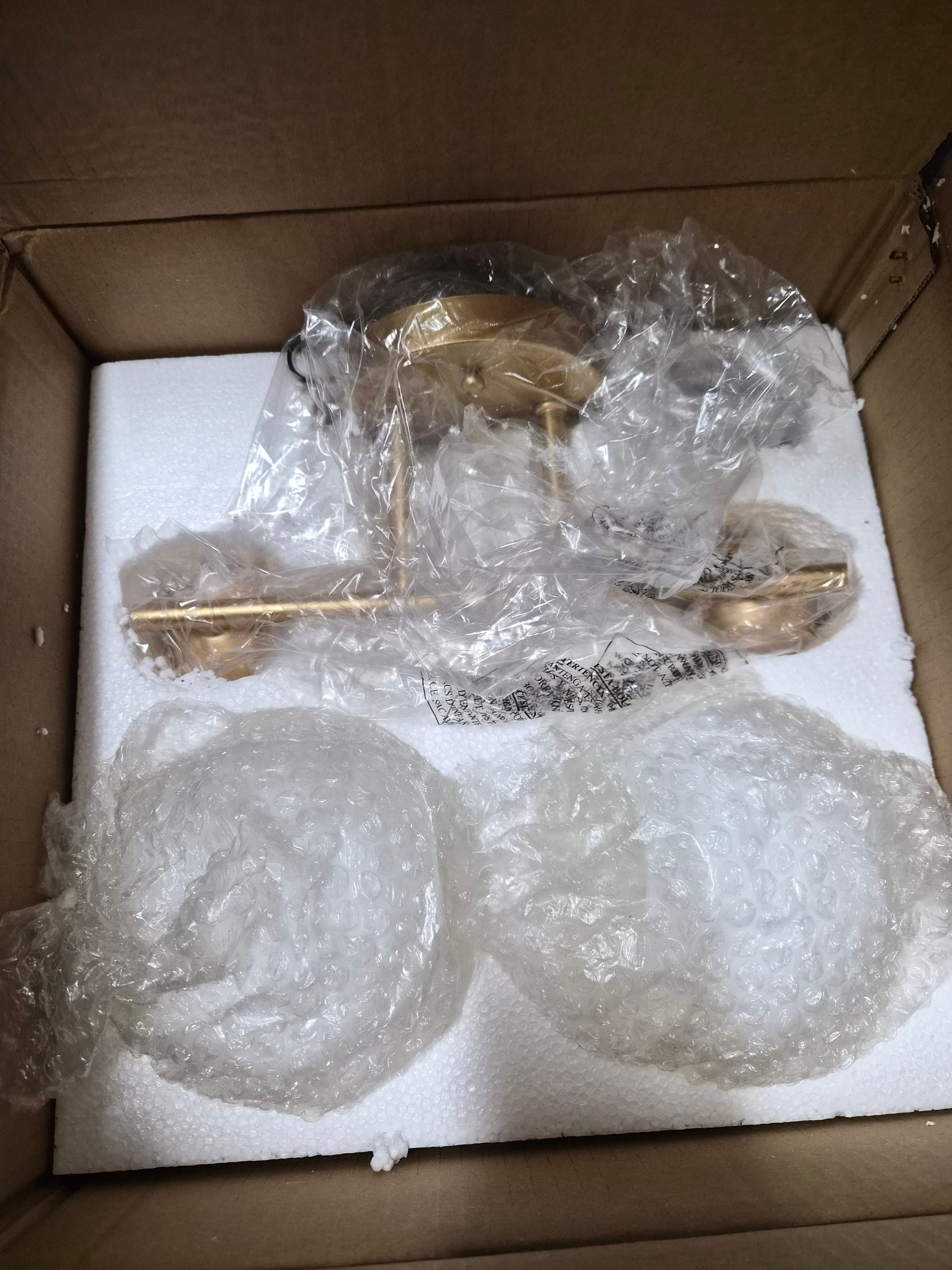 EMAK 2-Light Gold Bathroom Light Fixtures, Modern Globe Vanity Lights with Milk Glass Shade for Bathroom, VL114-GD-ML-2 - Thumbnail 4