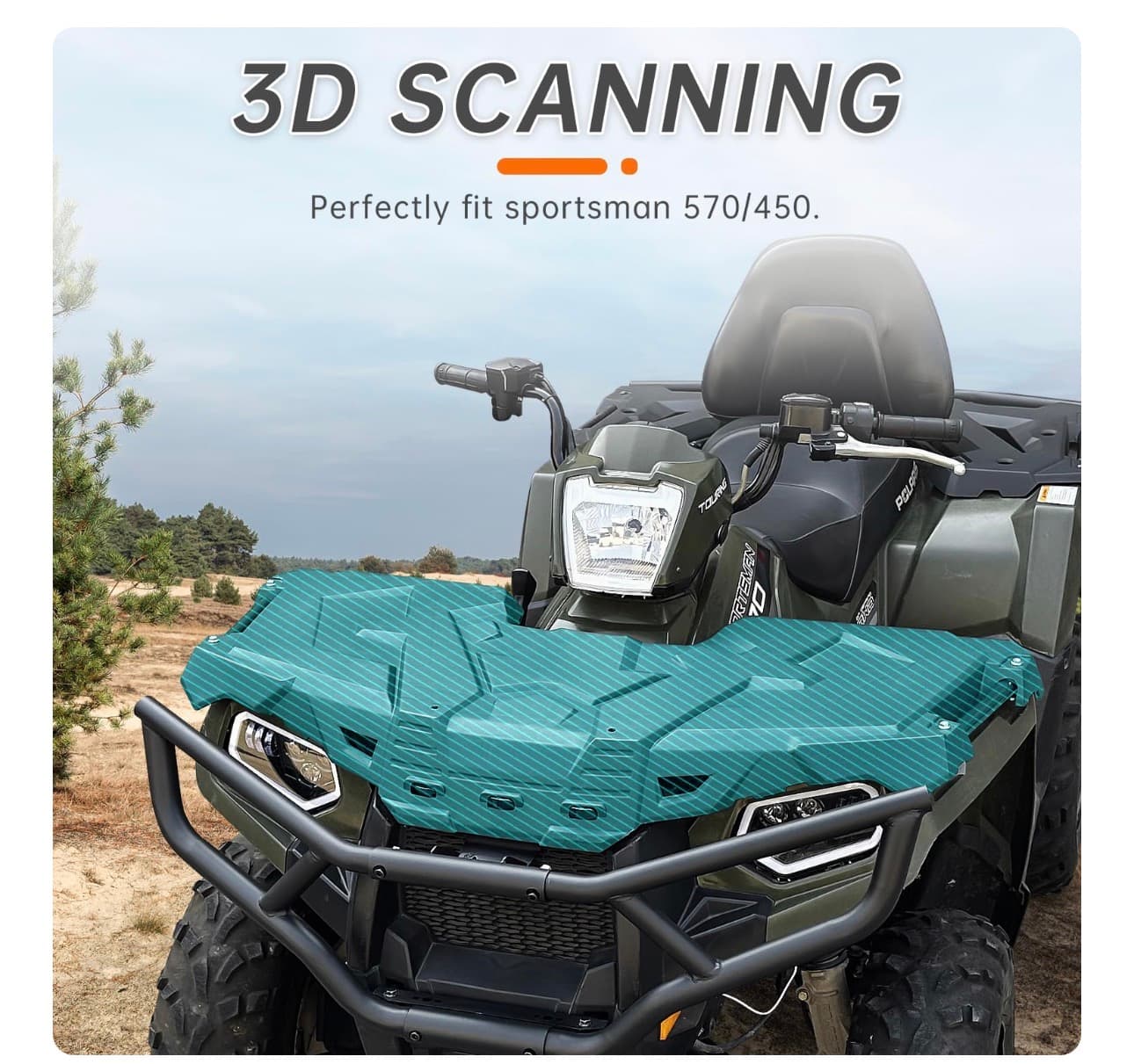 Front Rack Compatible with Polaris Sportsman 450 570 2017-2021 Accessories Replace for #2636440-070 Front Black Storage Cover Lid w/Plugs Assembly - Thumbnail 5