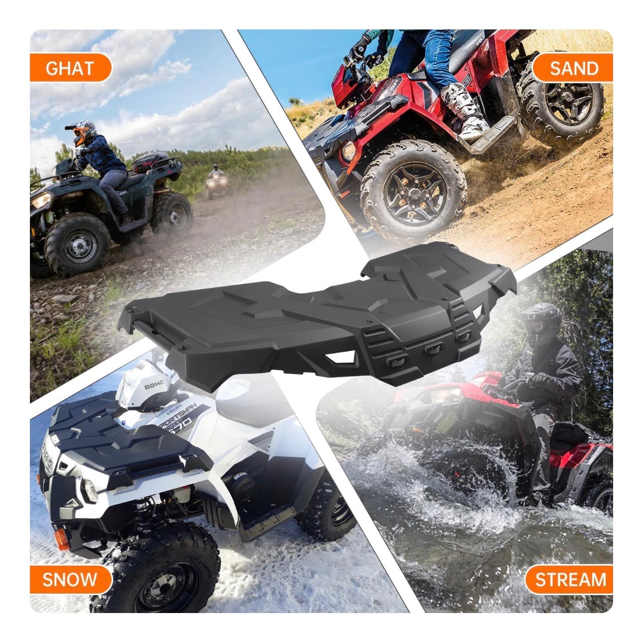 Front Rack Compatible with Polaris Sportsman 450 570 2017-2021 Accessories Replace for #2636440-070 Front Black Storage Cover Lid w/Plugs Assembly - Thumbnail 6