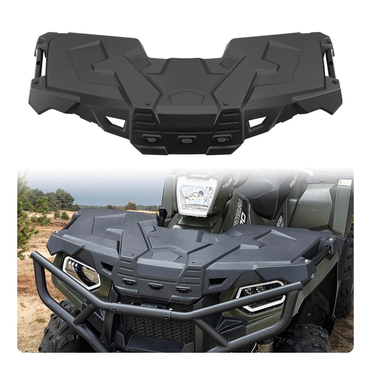 Front Rack Compatible with Polaris Sportsman 450 570 2017-2021 Accessories Replace for #2636440-070 Front Black Storage Cover Lid w/Plugs Assembly - Thumbnail 9