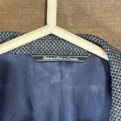 Saks Fifth Avenue Men's Blazer 42L Gray Wool Alpaca Made in Canada Vintage - Thumbnail 3