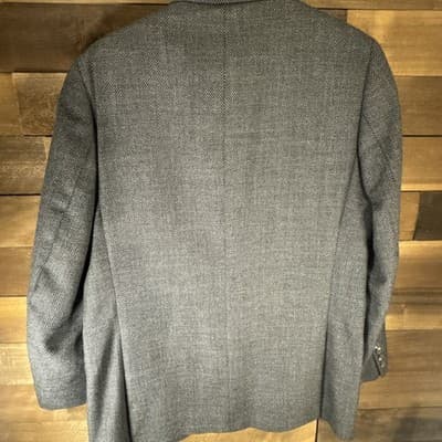Saks Fifth Avenue Men's Blazer 42L Gray Wool Alpaca Made in Canada Vintage - Thumbnail 7