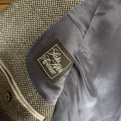 Saks Fifth Avenue Men's Blazer 42L Gray Wool Alpaca Made in Canada Vintage - Thumbnail 2