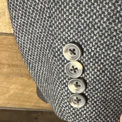 Saks Fifth Avenue Men's Blazer 42L Gray Wool Alpaca Made in Canada Vintage - Thumbnail 6