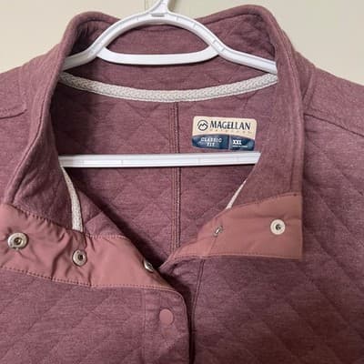 Magellan Outdoors Campfire Quilted Snap Pullover Sweatshirt Women's Maroon XXL - Thumbnail 2