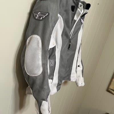 FLY Racing Women's Motorcycle Jacket Mesh Lined Elbow Pads Gray White Size S - Thumbnail 5