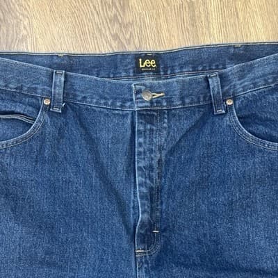 Lee Men's Regular Fit Jeans Dark Blue Denim 46x34 Straight Leg Classic Cotton - Thumbnail 2