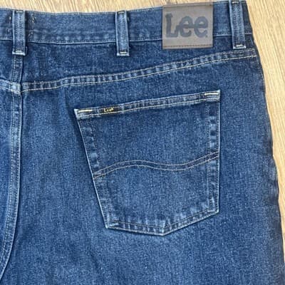 Lee Men's Regular Fit Jeans Dark Blue Denim 46x34 Straight Leg Classic Cotton - Thumbnail 6