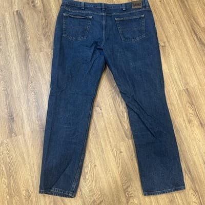 Lee Men's Regular Fit Jeans Dark Blue Denim 46x34 Straight Leg Classic Cotton - Thumbnail 5