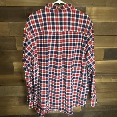 Magellan Outdoors Men's Red Plaid Flannel Shirt Button Down Size 2XL - Thumbnail 3