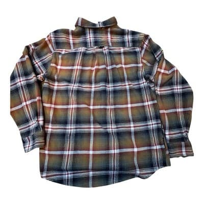 ORVIS Men's Large Heavyweight Flannel Shirt 100% Cotton Plaid Button Up Brown L - Thumbnail 2