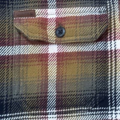 ORVIS Men's Large Heavyweight Flannel Shirt 100% Cotton Plaid Button Up Brown L - Thumbnail 5