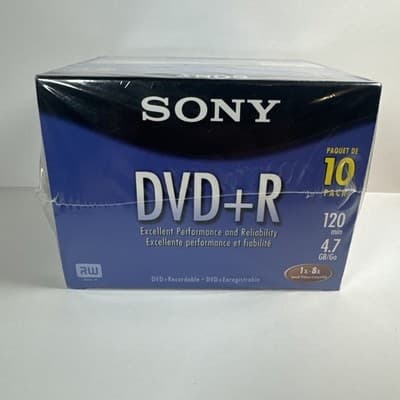 Sony DVD + R 10 Pack Recordable Discs 120 min 4.7 GB Blank New Box Sealed - Thumbnail 3