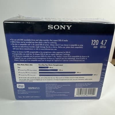 Sony DVD + R 10 Pack Recordable Discs 120 min 4.7 GB Blank New Box Sealed - Thumbnail 2