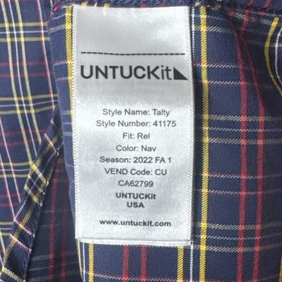 UNTUCKit Talty Plaid Button Down Shirt XXL Relaxed Fit Purple Red Yellow Mens - Thumbnail 3