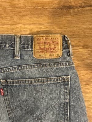 Levi’s 569 Loose Straight Jeans Men’s Blue Denim 42x32 - Thumbnail 4