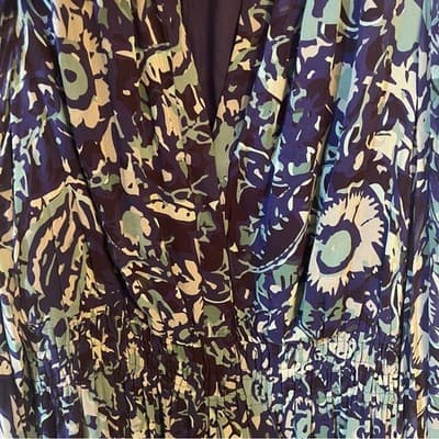 Anthropologie Abstract Smocked Dress Blue Green Balloon Sleeve Boho Size 1X - Thumbnail 4