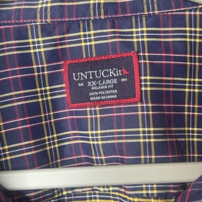 UNTUCKit Talty Plaid Button Down Shirt XXL Relaxed Fit Purple Red Yellow Mens - Thumbnail 2