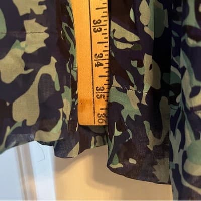 Anthropologie Abstract Smocked Dress Blue Green Balloon Sleeve Boho Size 1X - Thumbnail 10