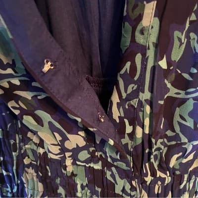 Anthropologie Abstract Smocked Dress Blue Green Balloon Sleeve Boho Size 1X - Thumbnail 3