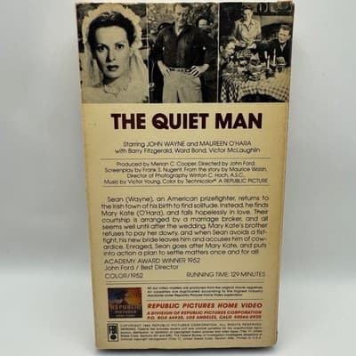 The Quiet Man VHS 1985 Republic Pictures John Wayne Maureen O'Hara John Ford - Thumbnail 2