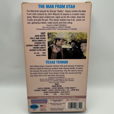 John Wayne Double Feature VHS Texas Terror The Man From Utah Western GoodTimes - Thumbnail 2