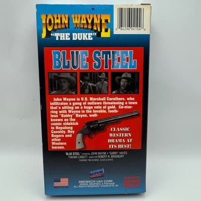 Blue Steel VHS John Wayne The Duke Gabby Hayes Western Movie 1994 UAV Corp NTSC - Thumbnail 2