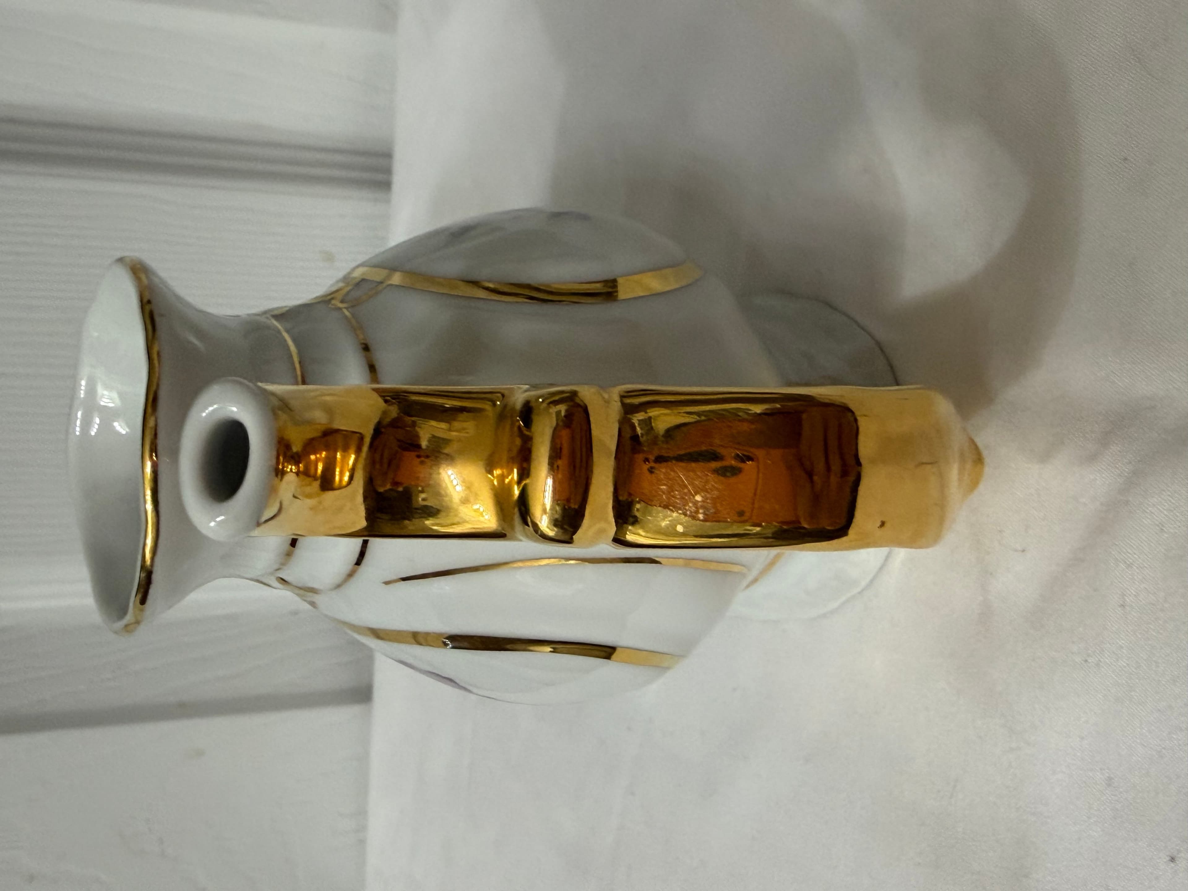 Karlovy Vary Czech Sipping Spa Mug Porcelain Gold Trim and Floral Design - Thumbnail 4